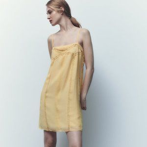 NWT ZARA MINI SLIP DRESS  YELLOW - REF. 7521/719 M, S